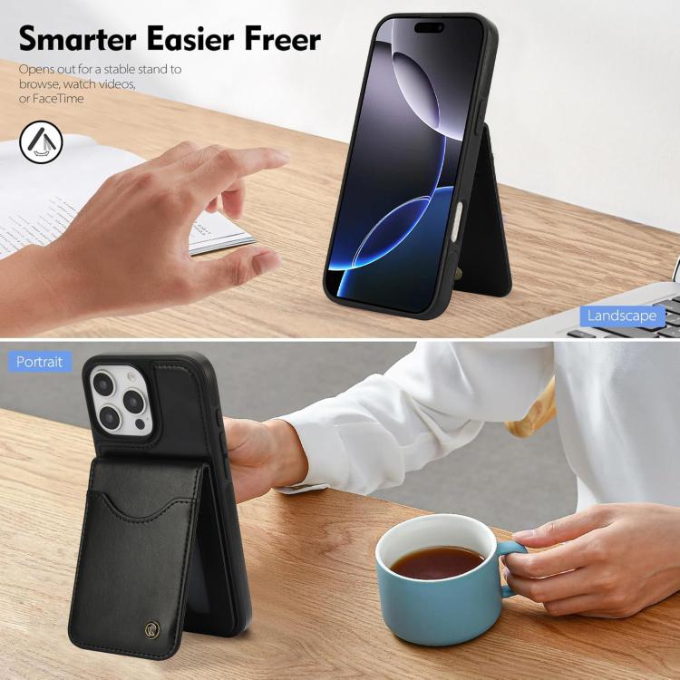 For iPhone 16 Pro AwQuer Vertical Flip Card Bag Holder Leather Phone Case