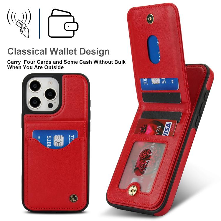 For iPhone 16 Pro AwQuer Vertical Flip Card Bag Holder Leather Phone Case