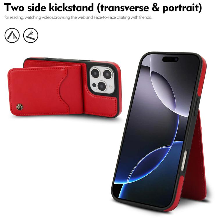 For iPhone 16 Pro AwQuer Vertical Flip Card Bag Holder Leather Phone Case