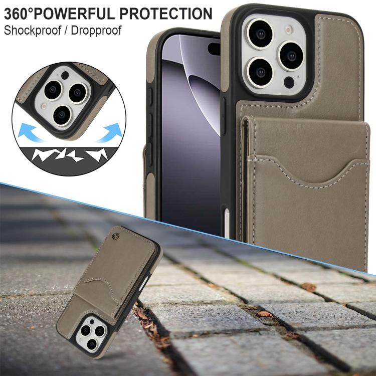 For iPhone 16 Pro AwQuer Vertical Flip Card Bag Holder Leather Phone Case