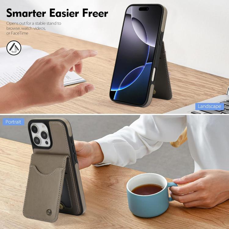 For iPhone 16 Pro AwQuer Vertical Flip Card Bag Holder Leather Phone Case
