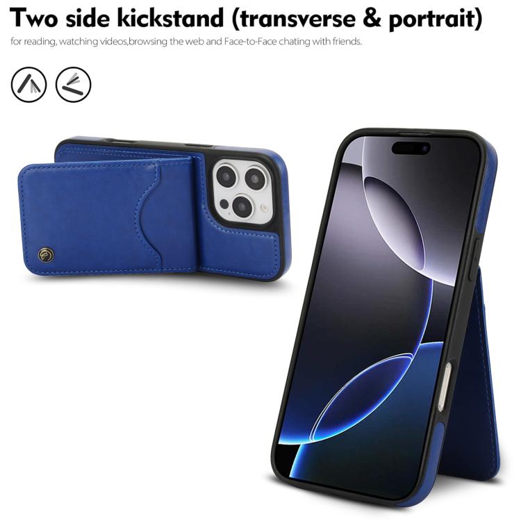For iPhone 16 Pro AwQuer Vertical Flip Card Bag Holder Leather Phone Case