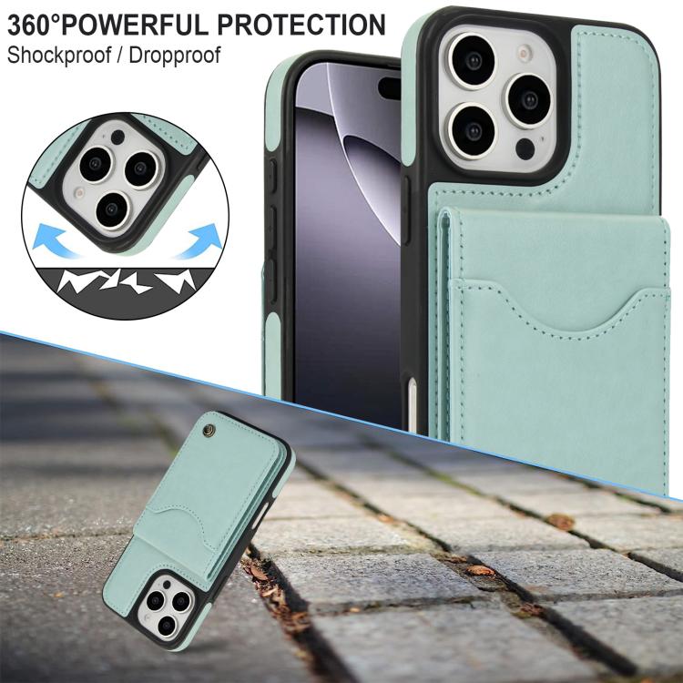 For iPhone 16 Pro AwQuer Vertical Flip Card Bag Holder Leather Phone Case