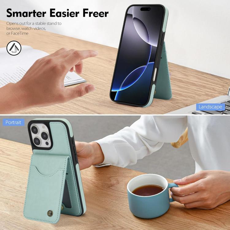 For iPhone 16 Pro AwQuer Vertical Flip Card Bag Holder Leather Phone Case