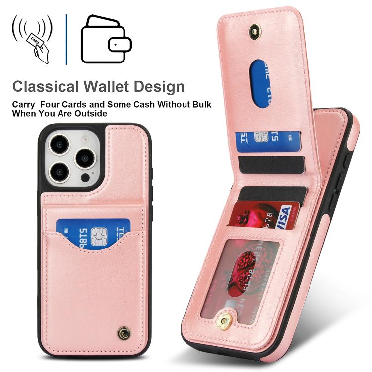 For iPhone 16 Pro AwQuer Vertical Flip Card Bag Holder Leather Phone Case