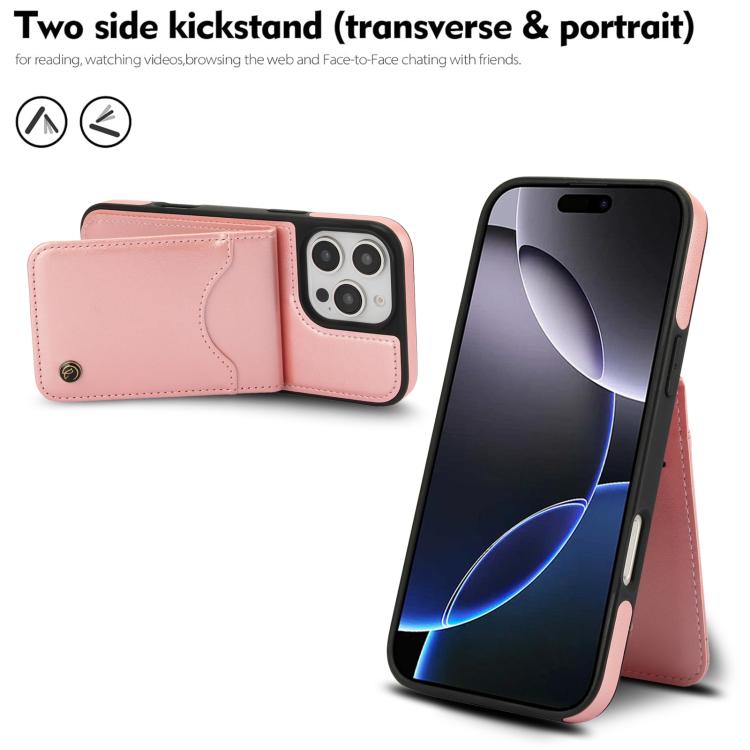 For iPhone 16 Pro AwQuer Vertical Flip Card Bag Holder Leather Phone Case