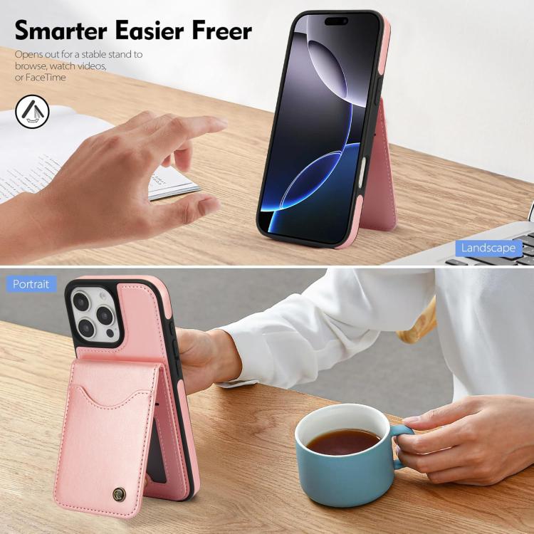 For iPhone 16 Pro AwQuer Vertical Flip Card Bag Holder Leather Phone Case
