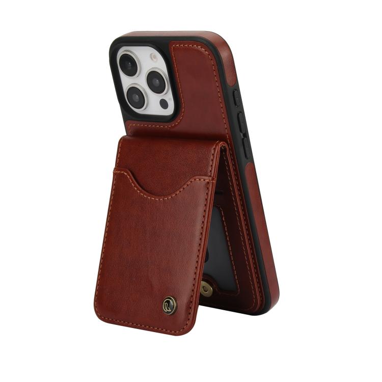 For iPhone 16 Pro AwQuer Vertical Flip Card Bag Holder Leather Phone Case