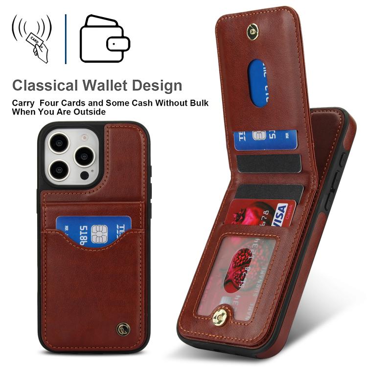 For iPhone 16 Pro AwQuer Vertical Flip Card Bag Holder Leather Phone Case