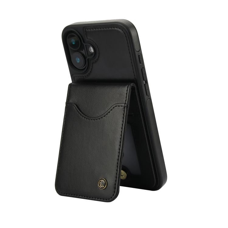 For iPhone 16 Plus AwQuer Vertical Flip Card Bag Holder Leather Phone Case
