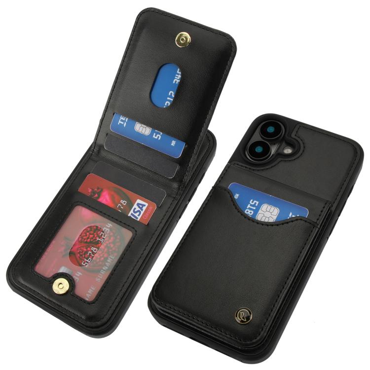 For iPhone 16 Plus AwQuer Vertical Flip Card Bag Holder Leather Phone Case