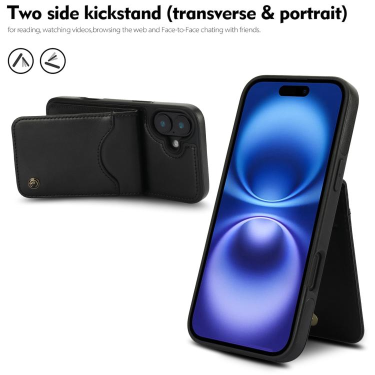 For iPhone 16 Plus AwQuer Vertical Flip Card Bag Holder Leather Phone Case