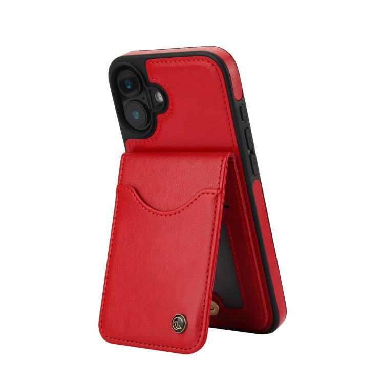 For iPhone 16 Plus AwQuer Vertical Flip Card Bag Holder Leather Phone Case
