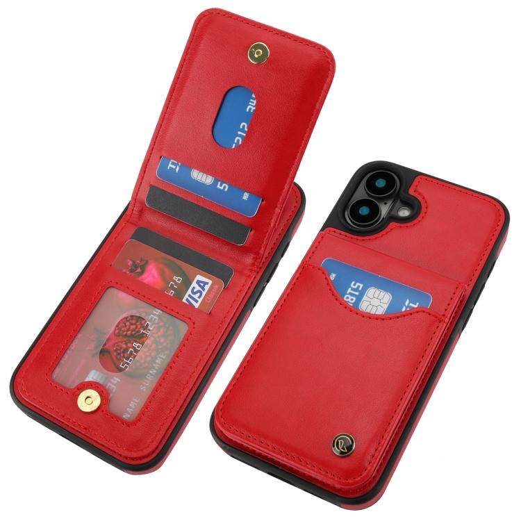 For iPhone 16 Plus AwQuer Vertical Flip Card Bag Holder Leather Phone Case