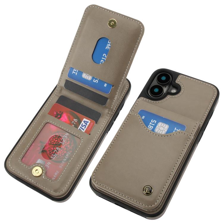 For iPhone 16 Plus AwQuer Vertical Flip Card Bag Holder Leather Phone Case