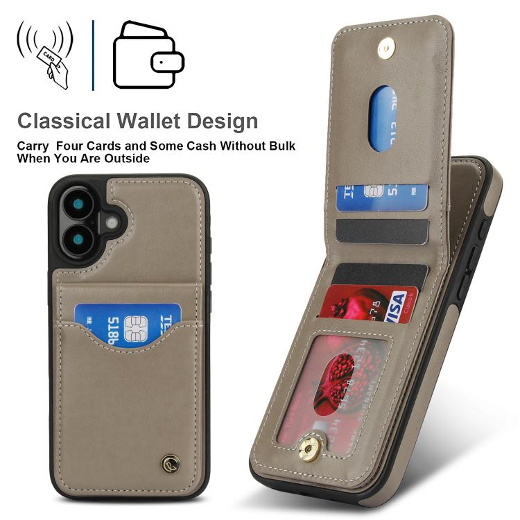 For iPhone 16 Plus AwQuer Vertical Flip Card Bag Holder Leather Phone Case