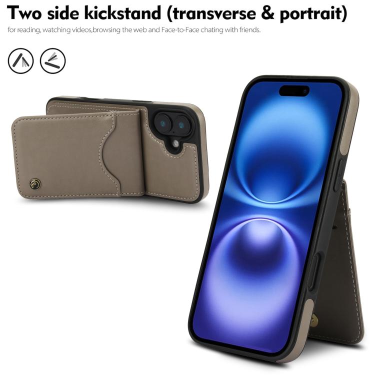 For iPhone 16 Plus AwQuer Vertical Flip Card Bag Holder Leather Phone Case