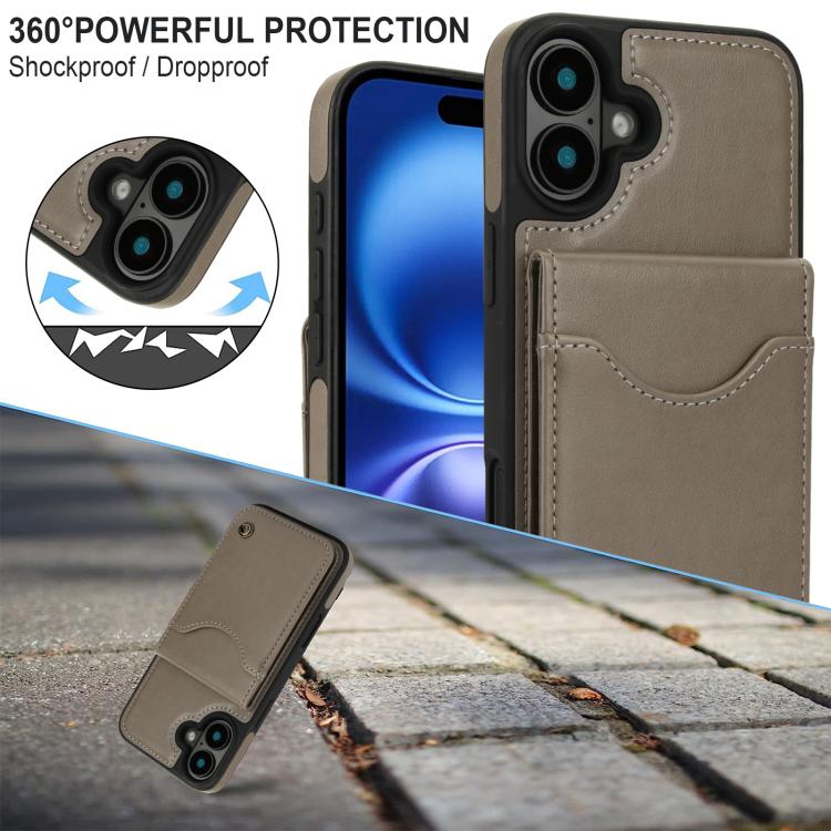 For iPhone 16 Plus AwQuer Vertical Flip Card Bag Holder Leather Phone Case
