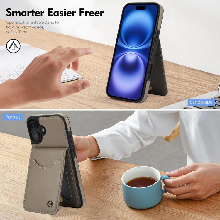 For iPhone 16 Plus AwQuer Vertical Flip Card Bag Holder Leather Phone Case