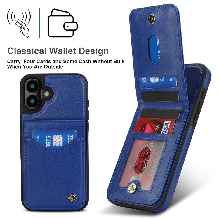 For iPhone 16 Plus AwQuer Vertical Flip Card Bag Holder Leather Phone Case