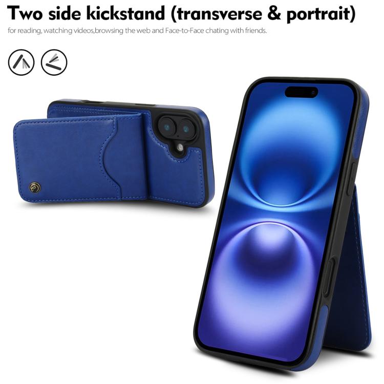 For iPhone 16 Plus AwQuer Vertical Flip Card Bag Holder Leather Phone Case
