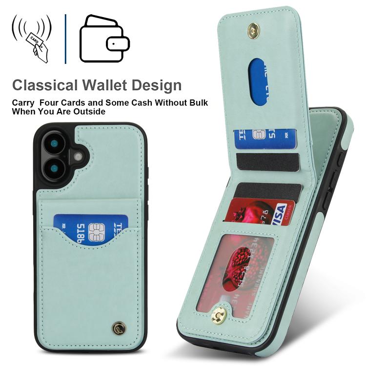 For iPhone 16 Plus AwQuer Vertical Flip Card Bag Holder Leather Phone Case