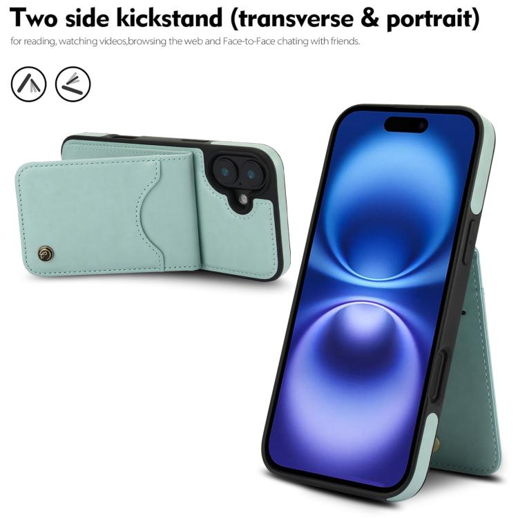 For iPhone 16 Plus AwQuer Vertical Flip Card Bag Holder Leather Phone Case