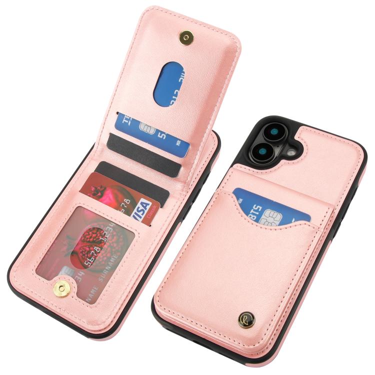 For iPhone 16 Plus AwQuer Vertical Flip Card Bag Holder Leather Phone Case