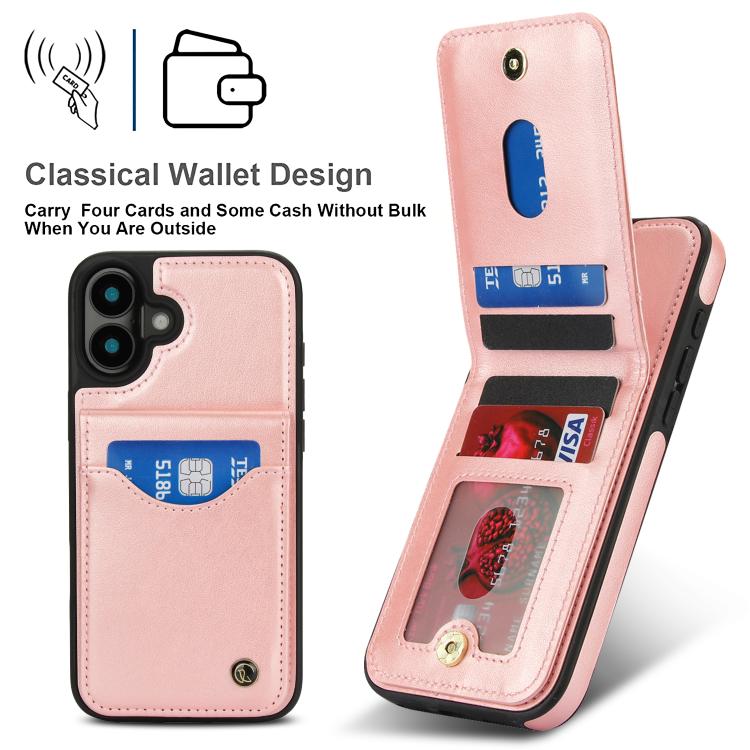For iPhone 16 Plus AwQuer Vertical Flip Card Bag Holder Leather Phone Case