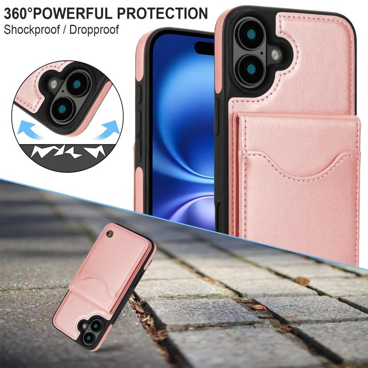 For iPhone 16 Plus AwQuer Vertical Flip Card Bag Holder Leather Phone Case