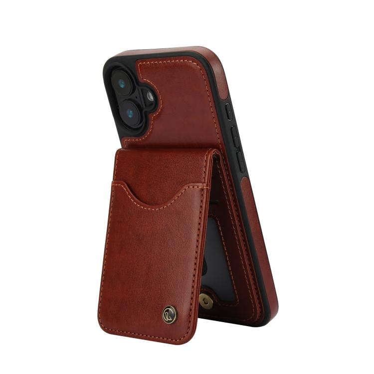 For iPhone 16 Plus AwQuer Vertical Flip Card Bag Holder Leather Phone Case