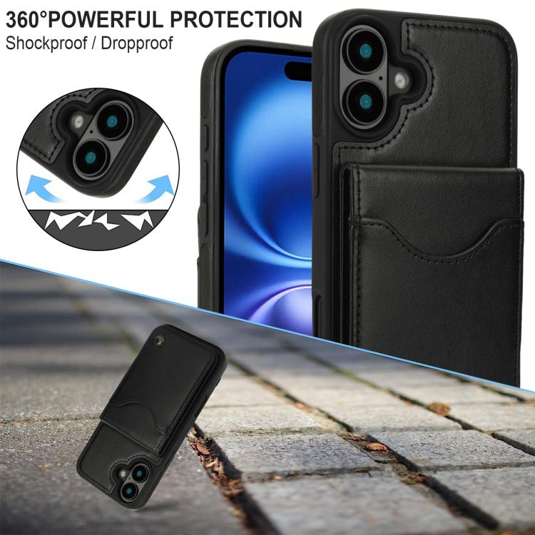 For iPhone 16 AwQuer Vertical Flip Card Bag Holder Leather Phone Case