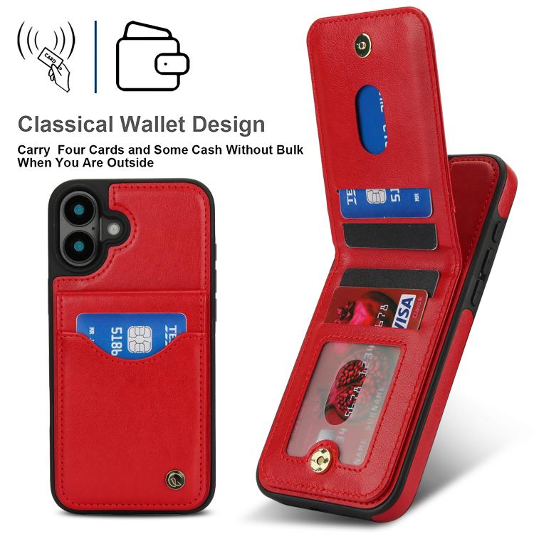 For iPhone 16 AwQuer Vertical Flip Card Bag Holder Leather Phone Case