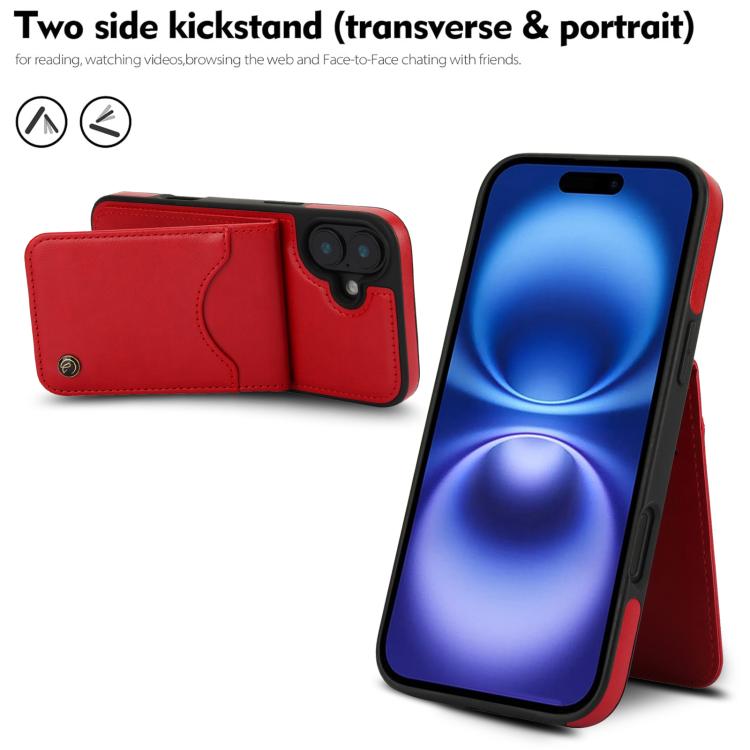 For iPhone 16 AwQuer Vertical Flip Card Bag Holder Leather Phone Case