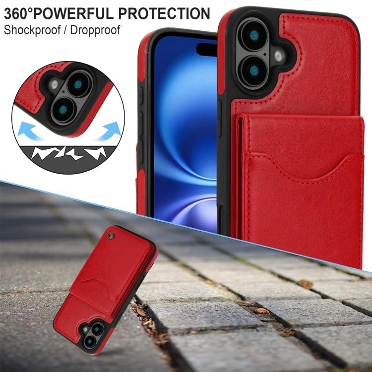 For iPhone 16 AwQuer Vertical Flip Card Bag Holder Leather Phone Case