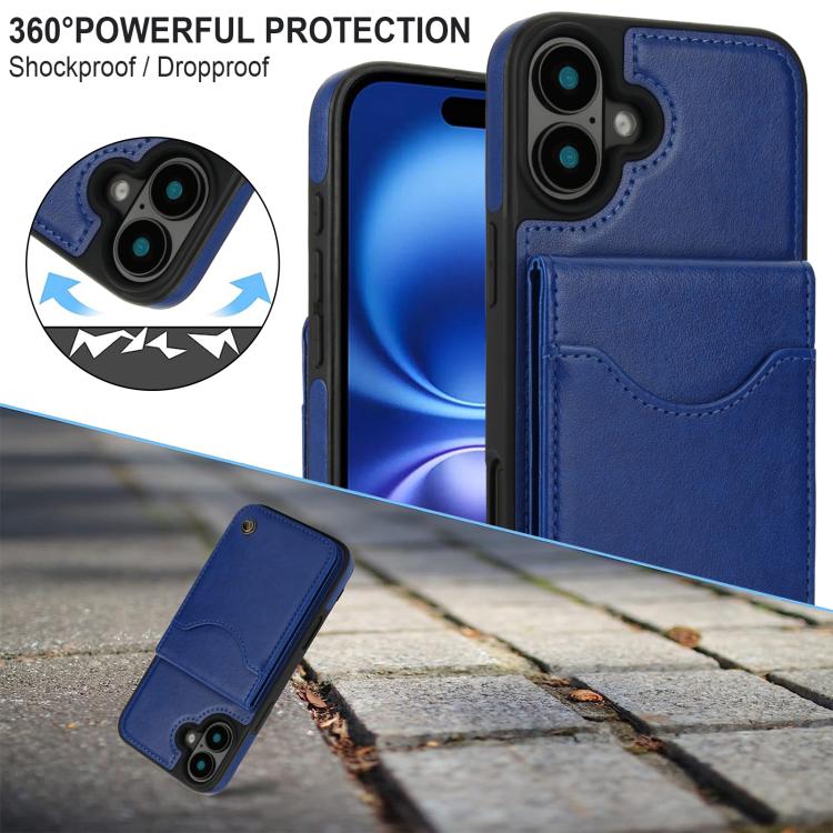 For iPhone 16 AwQuer Vertical Flip Card Bag Holder Leather Phone Case