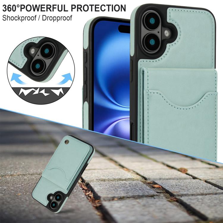 For iPhone 16 AwQuer Vertical Flip Card Bag Holder Leather Phone Case