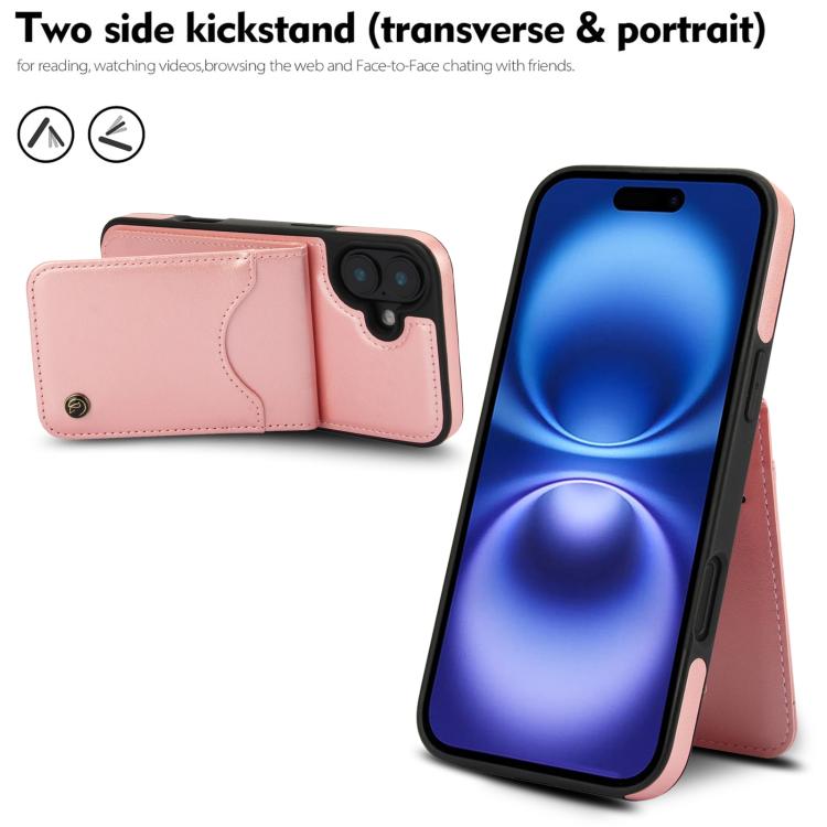For iPhone 16 AwQuer Vertical Flip Card Bag Holder Leather Phone Case