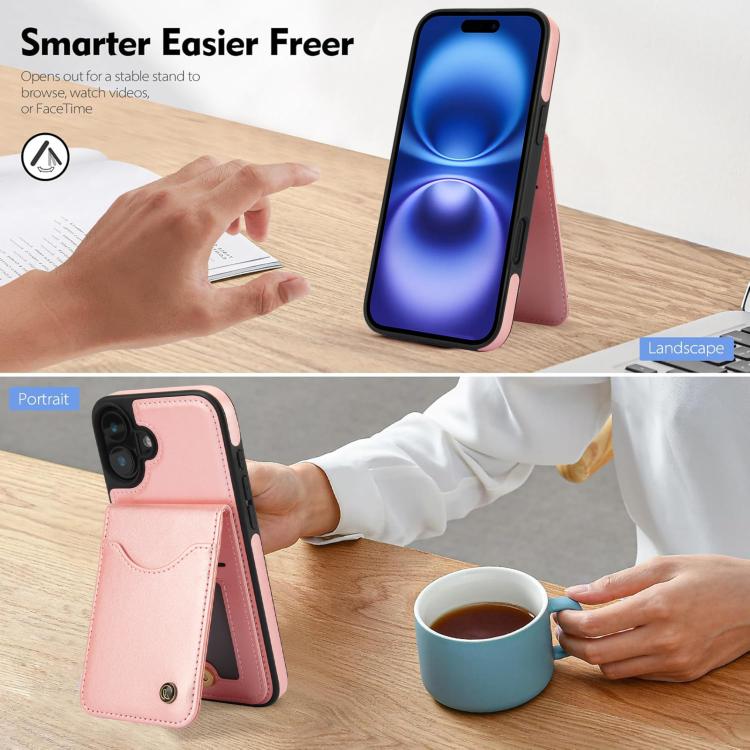 For iPhone 16 AwQuer Vertical Flip Card Bag Holder Leather Phone Case