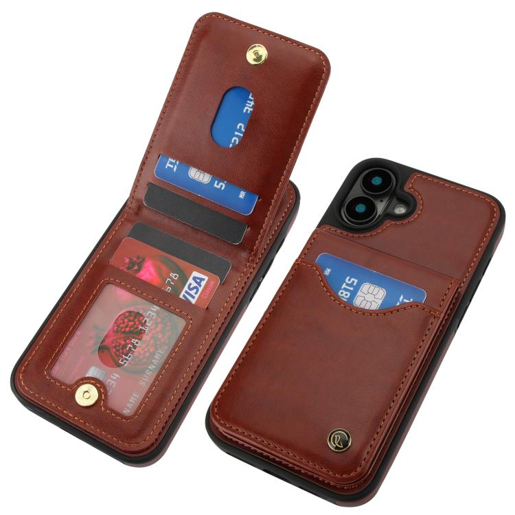 For iPhone 16 AwQuer Vertical Flip Card Bag Holder Leather Phone Case