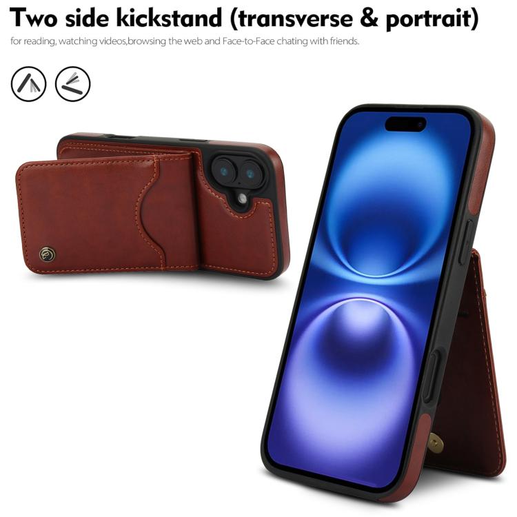 For iPhone 16 AwQuer Vertical Flip Card Bag Holder Leather Phone Case