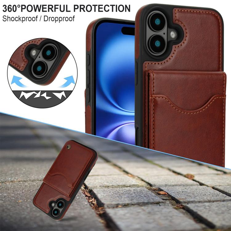 For iPhone 16 AwQuer Vertical Flip Card Bag Holder Leather Phone Case