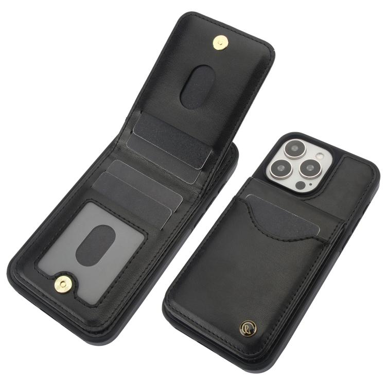 For iPhone 15 Pro Max AwQuer Vertical Flip Card Bag Holder Leather Phone Case