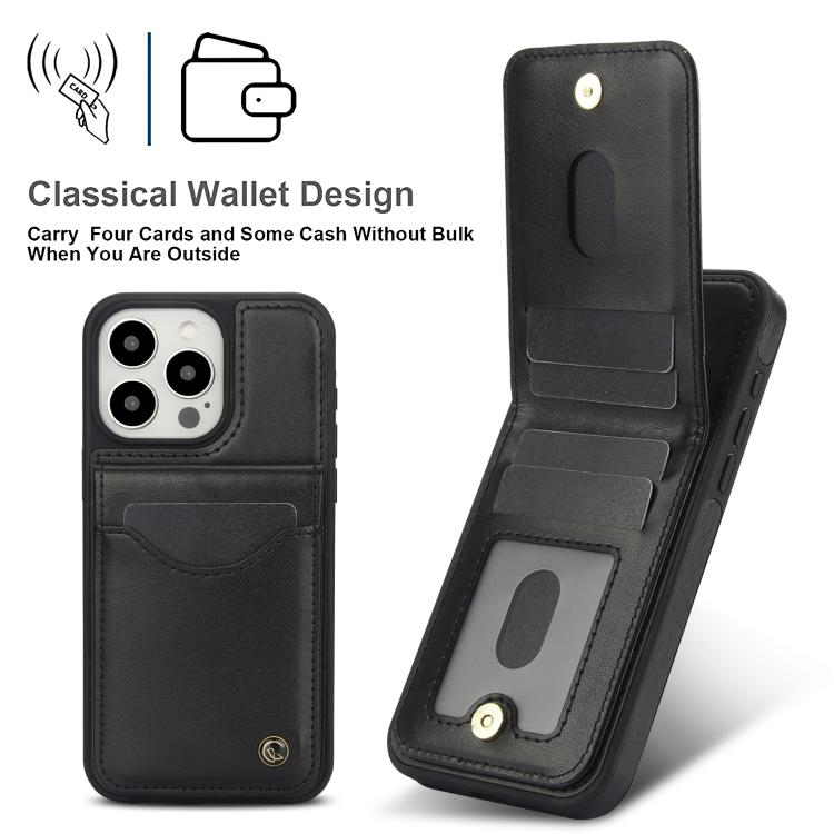 For iPhone 15 Pro Max AwQuer Vertical Flip Card Bag Holder Leather Phone Case