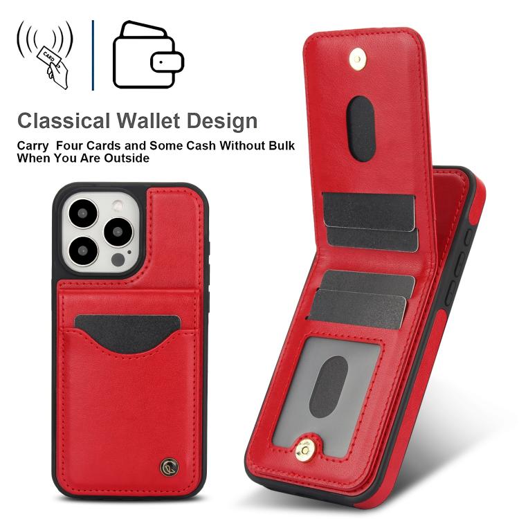 For iPhone 15 Pro Max AwQuer Vertical Flip Card Bag Holder Leather Phone Case