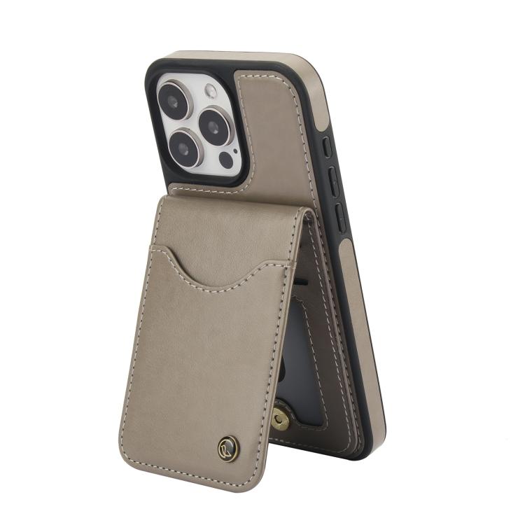 For iPhone 15 Pro Max AwQuer Vertical Flip Card Bag Holder Leather Phone Case