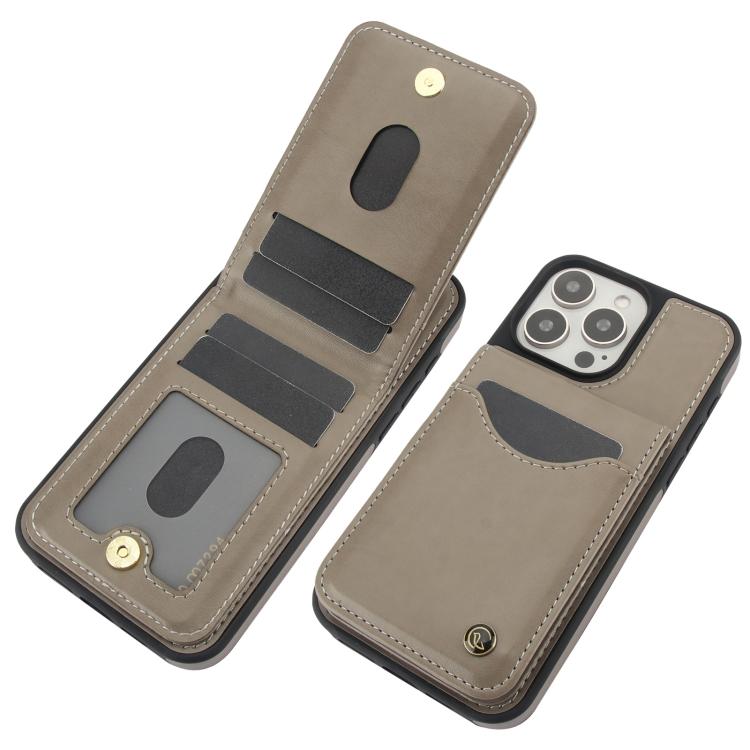 For iPhone 15 Pro Max AwQuer Vertical Flip Card Bag Holder Leather Phone Case