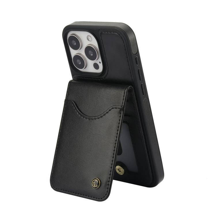 For iPhone 15 Pro AwQuer Vertical Flip Card Bag Holder Leather Phone Case