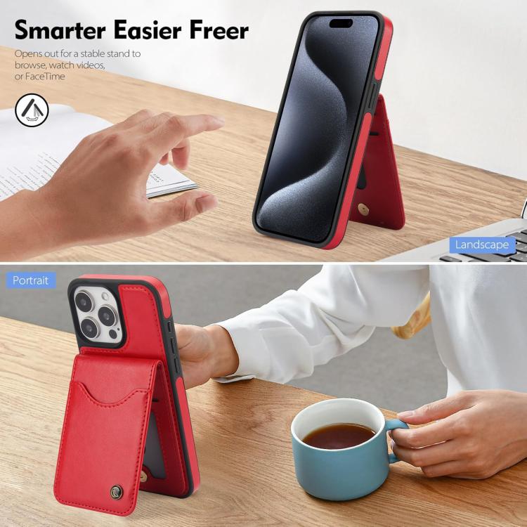 For iPhone 15 Pro AwQuer Vertical Flip Card Bag Holder Leather Phone Case