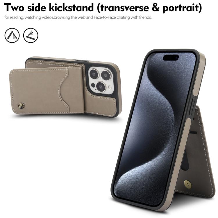 For iPhone 15 Pro AwQuer Vertical Flip Card Bag Holder Leather Phone Case